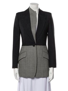 Alexander McQueen Two-Tone Pinstripe & Glen Plaid Blazer - Black & Gray